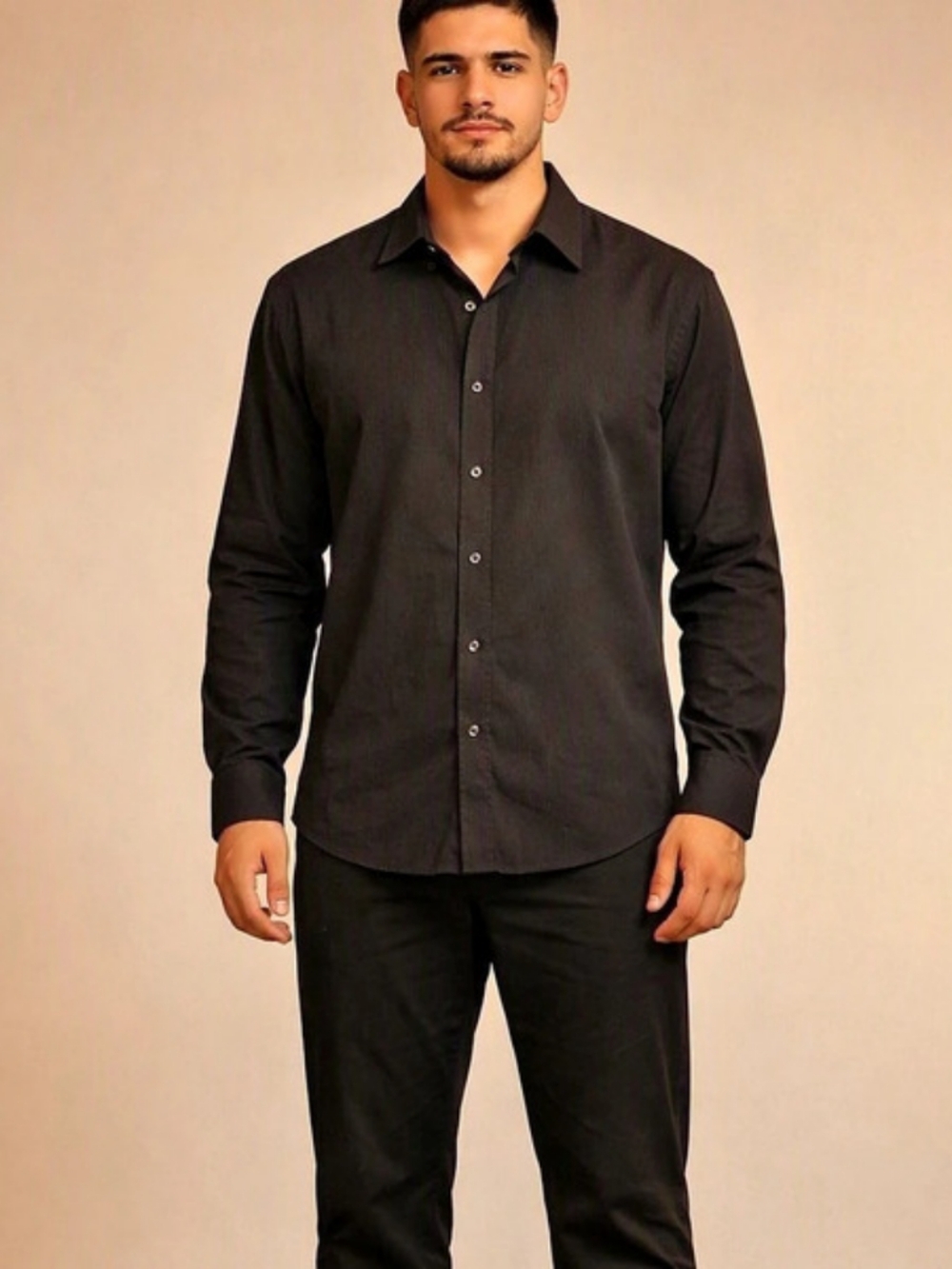 Massimo Dutti Long Sleeve Button Down in Black Size Large